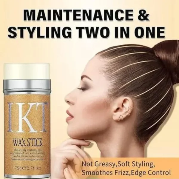 Portable hair wax stick for frizz control and hair setting
