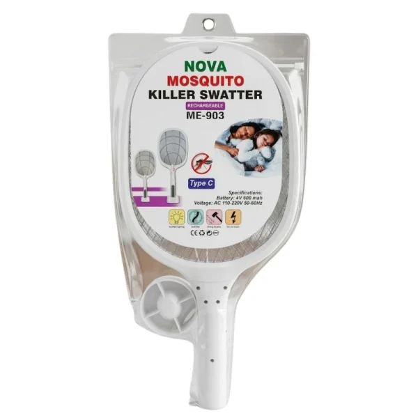 Nova Electric Fly Swatter Racket for Fast Mosquito and Fly Elimination